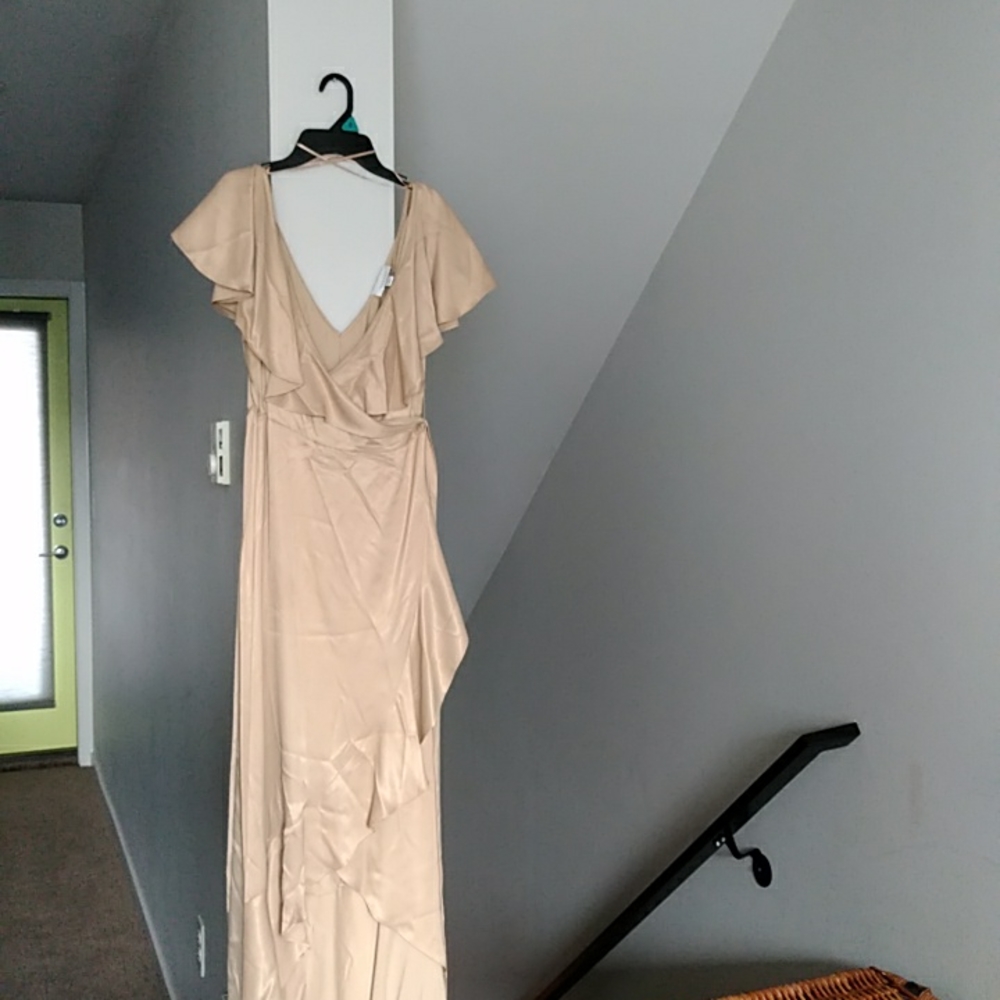Topshop Tan Maxi Bridesmaid dress